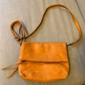 Able Emnet Foldover Zip Top Brown Leather Crossbody With Magnetic Closure purse